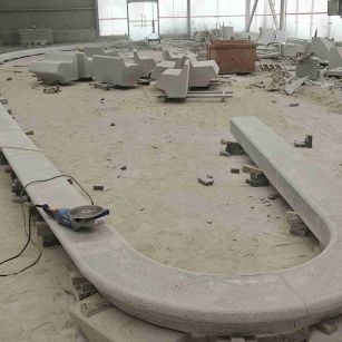 上饶 芝麻白花岗岩弧形花坛石，坐凳石