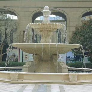 上饶 黄金麻花岗岩异型加工——户外庭院石雕流水喷泉