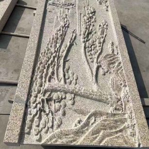 上饶 黄金麻雕刻板浮雕迎客松