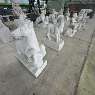 上饶 芝麻白花岗岩造型立体雕刻——十二生肖