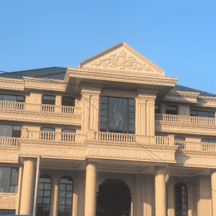 上饶黄金麻别墅外墙干挂石材效果示例