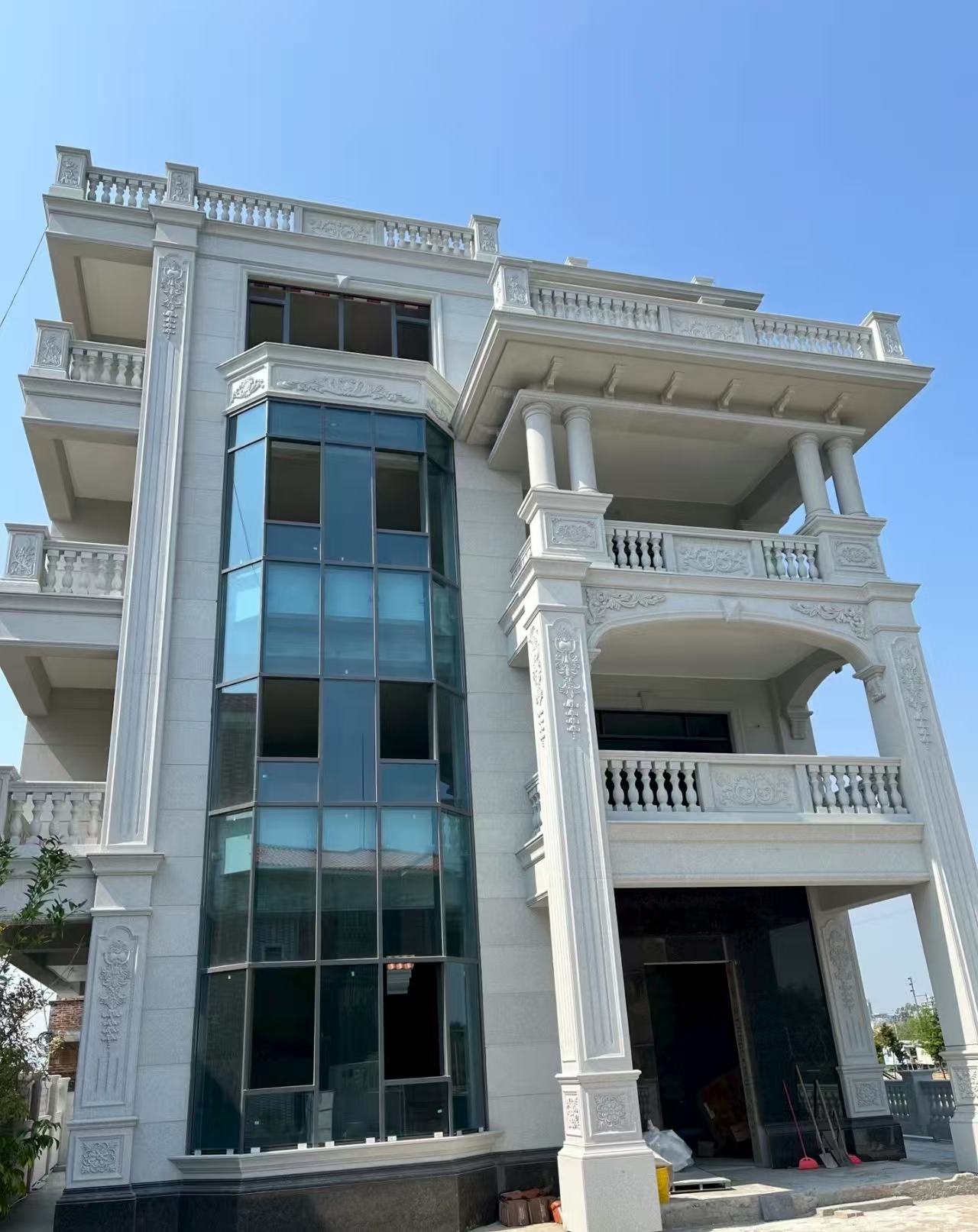 上饶 白麻花岗岩别墅外墙干挂效果展示