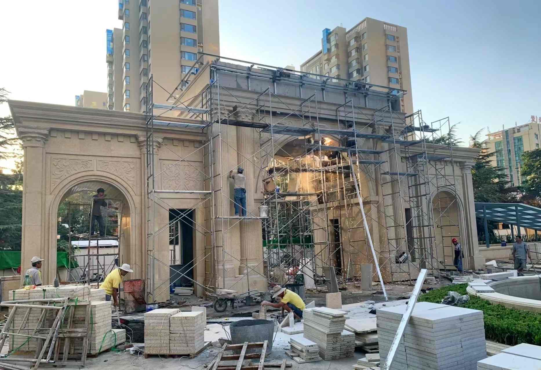 上饶 黄金麻荔枝面花岗岩小区门楼外墙干挂