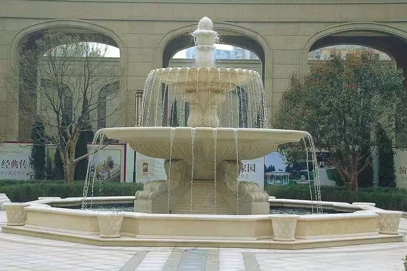 上饶 黄金麻花岗岩异型加工——户外庭院石雕流水喷泉