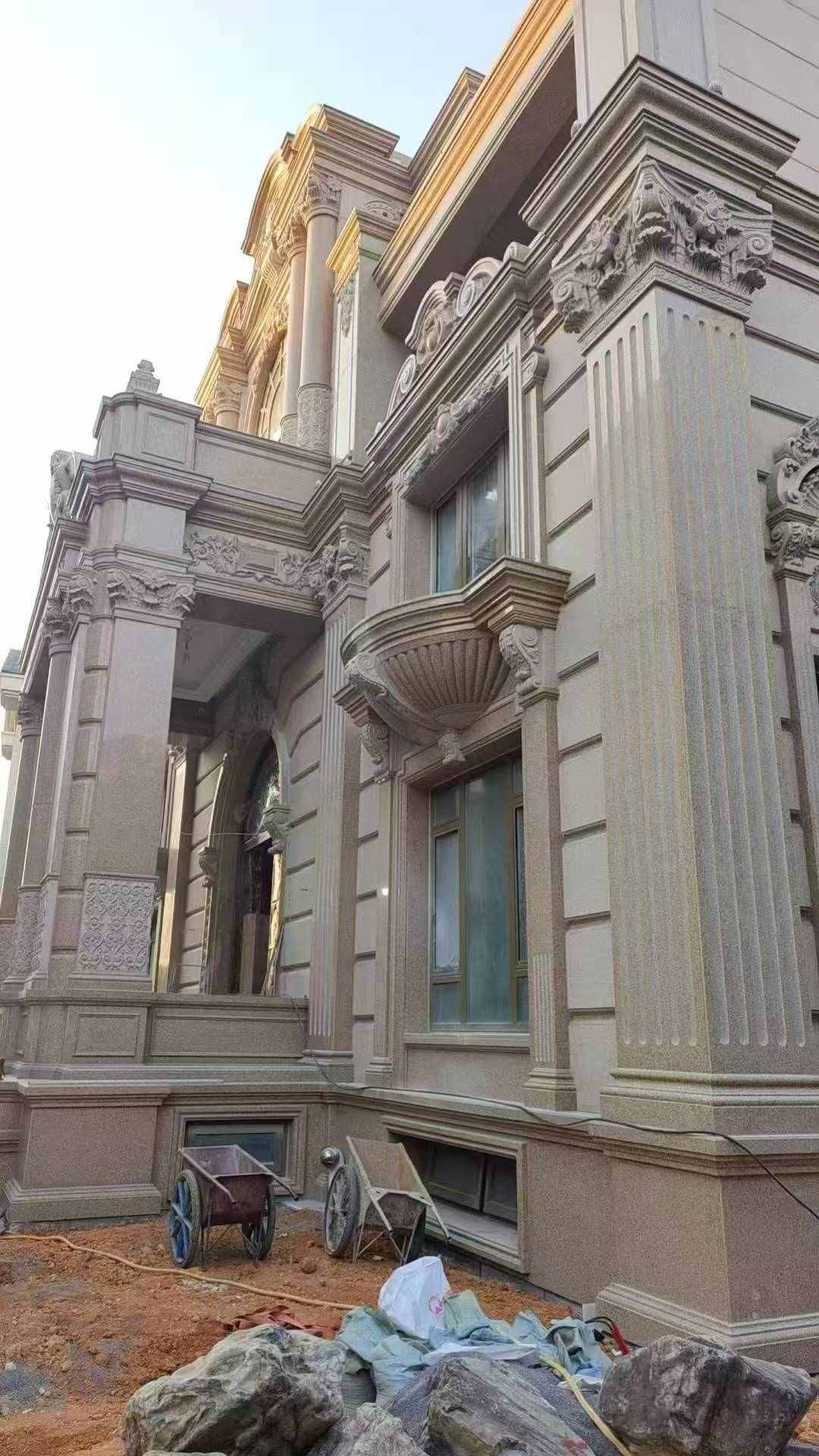 上饶 黄金麻花岗岩光面别墅外墙干挂施工完成